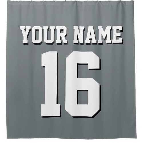 Charcoal Gray White Sports Jersey Team Jersey Shower Curtain