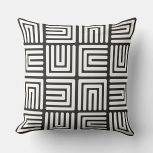 Charcoal Gray White Square Humps Throw Pillow