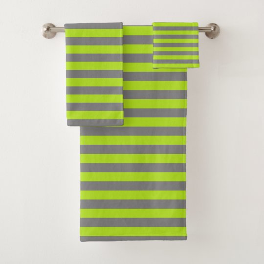 lime green and grey towels