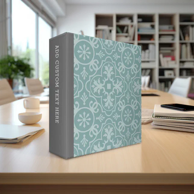 Charcoal Grey and Vintage Blue Farmhouse Pattern 3 Ring Binder | Zazzle