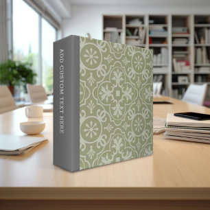 Charcoal Grey and Vintage Green Farmhouse Pattern 3 Ring Binder