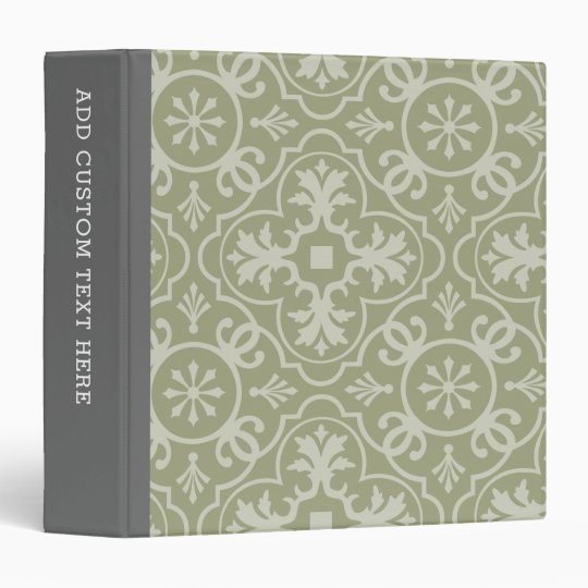 Charcoal Grey and Vintage Green Farmhouse Pattern 3 Ring Binder