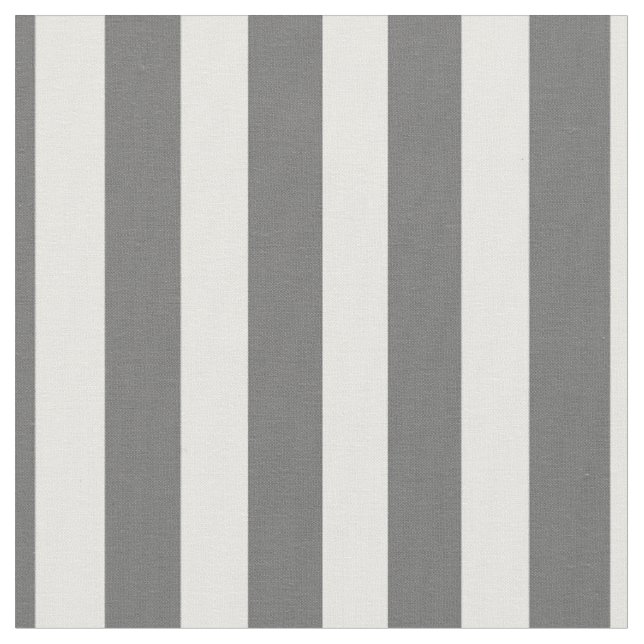 Charcoal Grey and White Cabana Stripes Fabric (Close Up)