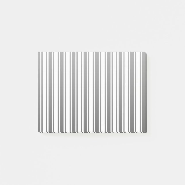 Charcoal grey and white candy stripes post-it notes (Front)