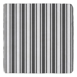 Charcoal grey and white candy stripes trivet