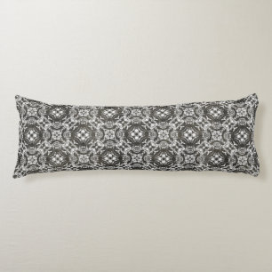 Charcoal Grey and White Lace Overlay Body Pillow