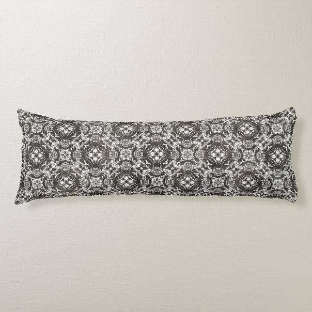 Charcoal Grey and White Lace Overlay Body Pillow (Front)
