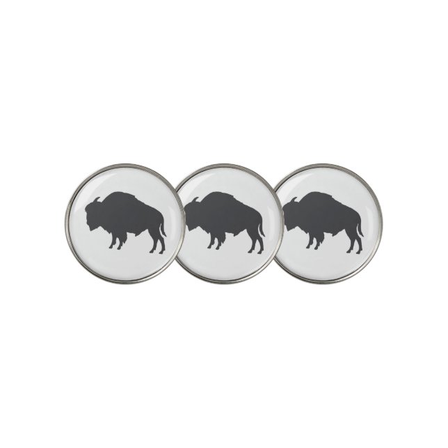 Charcoal Grey Bison Silhouette Golf Ball Marker (3 Up)