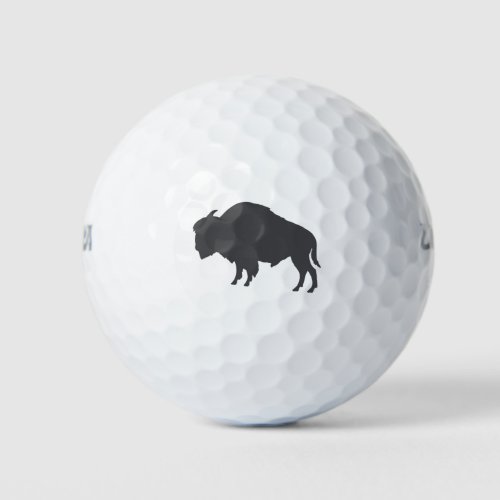 Charcoal Grey Bison Silhouette Golf Balls