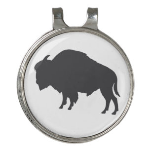 Charcoal Grey Bison Silhouette Golf Hat Clip