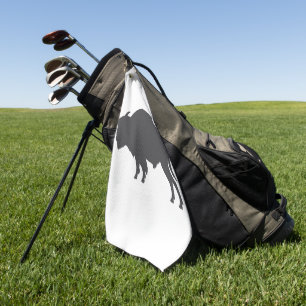 Charcoal Grey Bison Silhouette Golf Towel