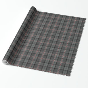 Charcoal Grey Black Red Tartan Plaid Wrapping Paper