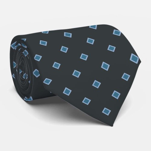 Charcoal Grey Blue Diamond Polka Dot Pattern Neck  Neck Tie