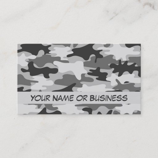 Customizable Charcoal Grey Camo Camouflage Name Personalized Business Cards