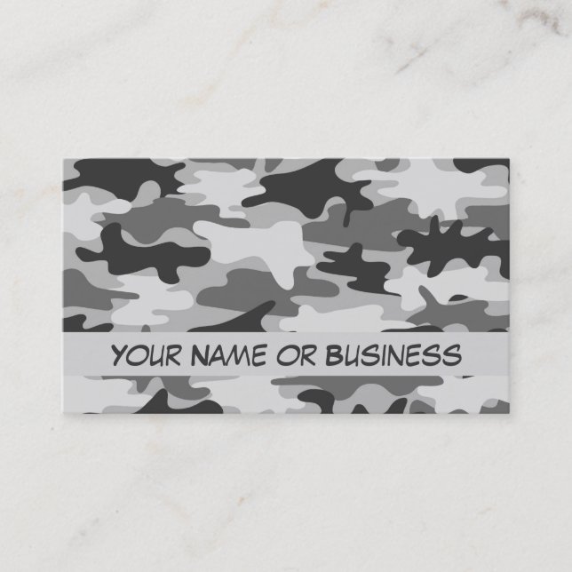 Charcoal Grey Camo Camouflage Name Personalized Business Card (Front)