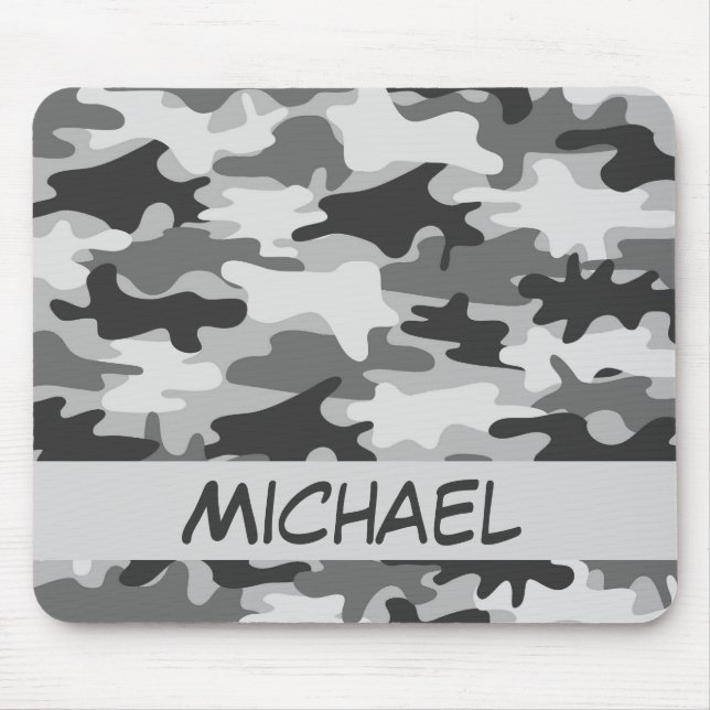 Charcoal Grey Camo Camouflage Name Personalized Mouse Pad (Front)