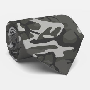 Charcoal Grey Camouflage Neck Tie