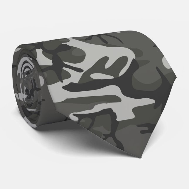 Charcoal Grey Camouflage Neck Tie (Rolled)