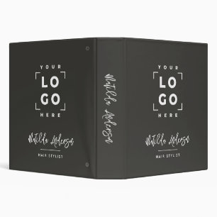 Charcoal grey elegant modern girly price QR code 3 Ring Binder