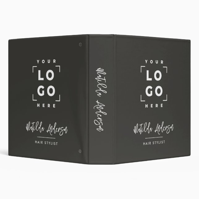 Charcoal grey elegant modern girly price QR code 3 Ring Binder (Background)