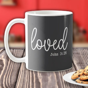 Charcoal Grey Love Faith Quote minimalist Coffee Mug