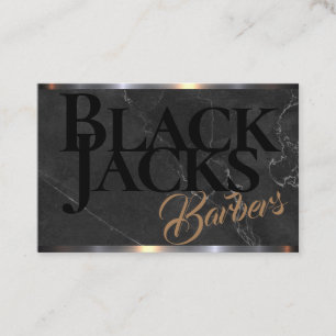 Charcoal Grey Marble Barber Shop on a Business Card
