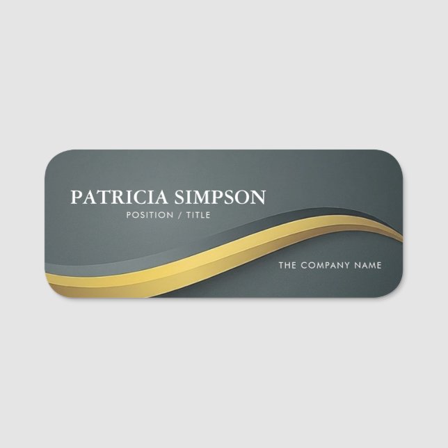 Charcoal Grey Minimalist Professional Aesthetic Name Tag (Front)