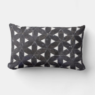 Charcoal Grey mosaic flower of life Lumbar Pillow