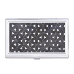 Charcoal Grey Mosaic |  flower of life pattern Case For Business Cards