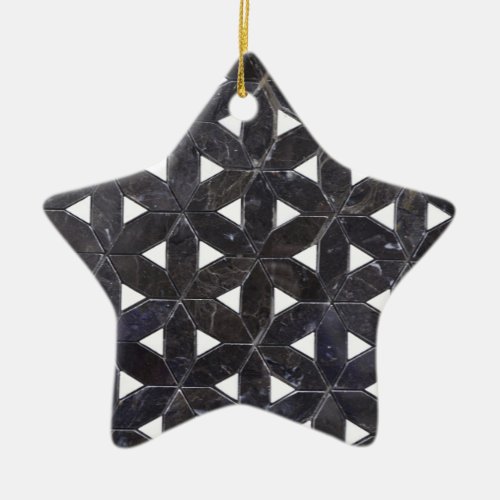 Charcoal Grey Mosaic   flower of life pattern Ceramic Ornament