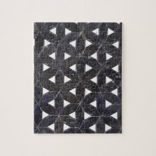 Charcoal Grey Mosaic flower of life pattern Jigsaw Puzzle