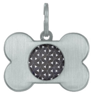 Charcoal Grey Mosaic    flower of life pattern Pet Tag