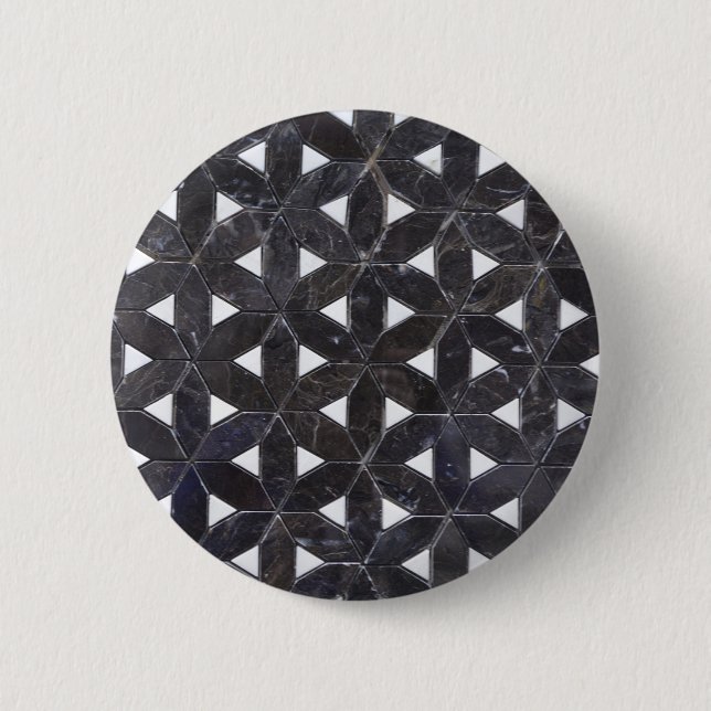 Charcoal Grey Mosaic |  flower of life pattern Pinback Button (Front)