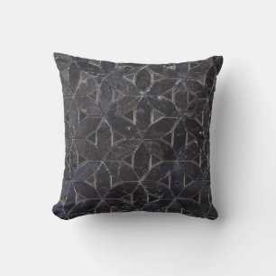 Charcoal Grey Mosaic flower of life pattern Throw Pillow