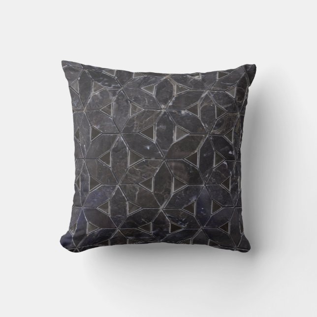 Charcoal Grey Mosaic |  flower of life pattern Throw Pillow (Front)