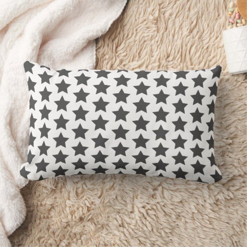 Charcoal Grey Stars Lumbar Pillow