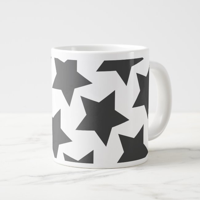 Charcoal Grey Stars Pattern Jumbo Mug