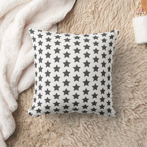 Charcoal Grey Stars Throw Pillow