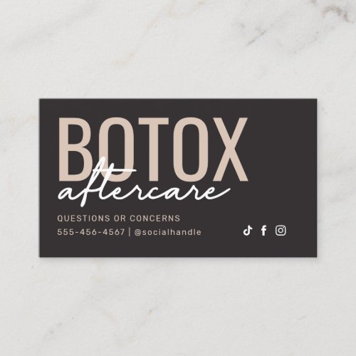 Charcoal Grey  Taupe Botox Aftercare Card