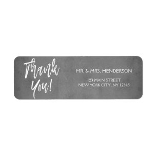 Charcoal Grey Thank You Return Address Label