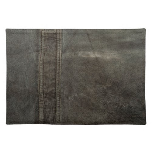 Charcoal Grunge Gray Faux Leather Cloth Placemat