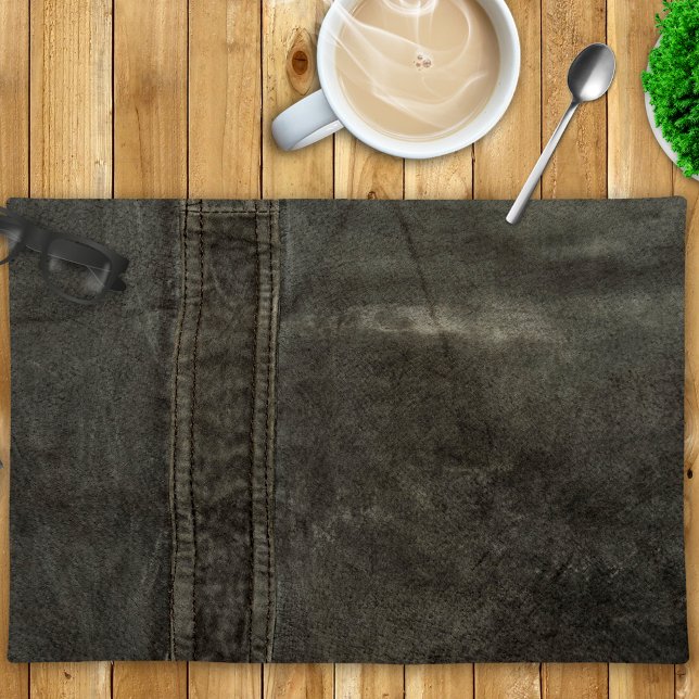 Charcoal Grunge Gray Faux Leather Cloth Placemat (Creator Uploaded)