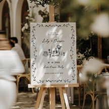 Charcoal Hand Drawn Wedding Welcome