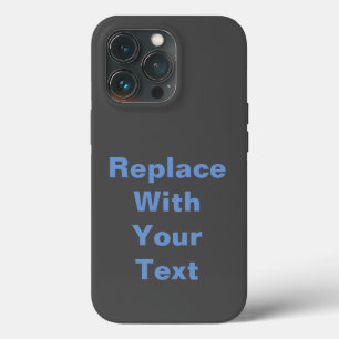 Charcoal Heather Add Your Own Text Replacement iPhone 13 Pro Case