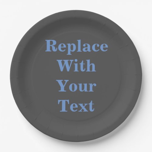 Charcoal Heather Add Your Own Text Replacement  Paper Plates