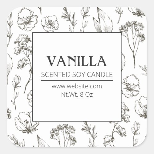 Charcoal Herbal Wildflowers Soy Candle Labels