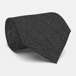 Charcoal Herringbone Groomsmen Wedding Neck Tie