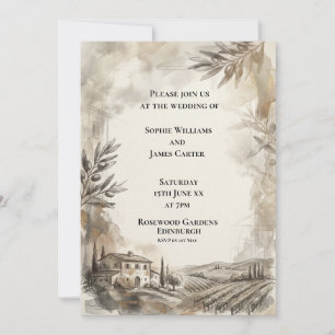 Charcoal Highland Estate Wedding Invitation