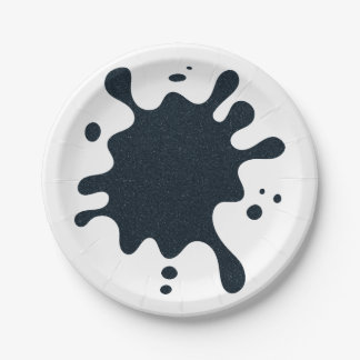 Charcoal Ink Drop Party Plate – Customizable