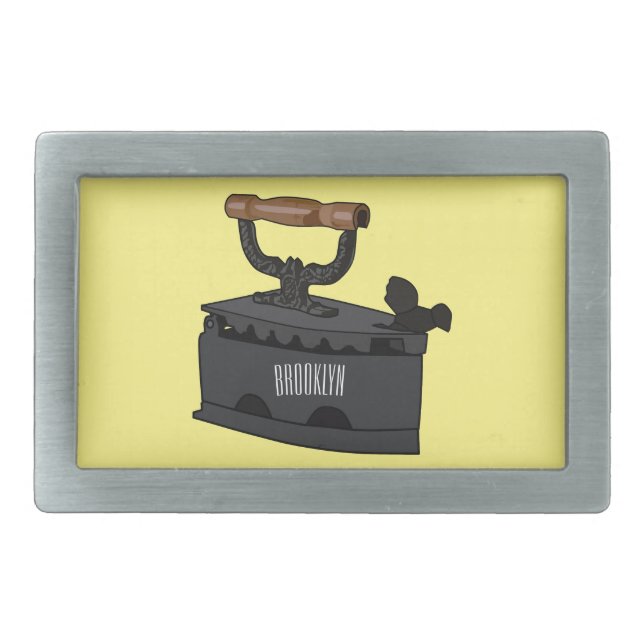 Charcoal iron cartoon illustration  belt buckle (Front)